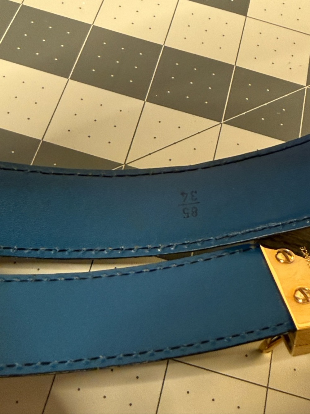Louis Vuitton Epi Leather Belt Cobalt Blue Gold Buckle 85cm Made in France - Picture 6 of 6